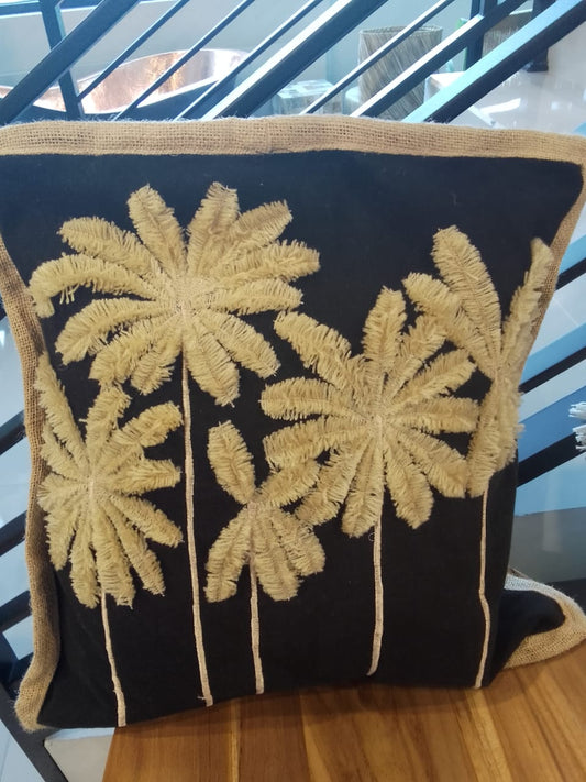 CUSHION COVER COCONUT TREE BLACK