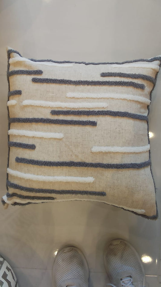 CUSHION COVER DOUBLE LINE 45 NATURAL / OFF WHITE
