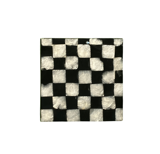 RESTIZ CAPIZ WH CHK SQ COASTER SET 6